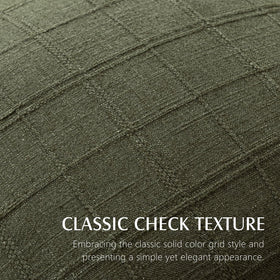 Foindtower check pillow cover olive green side view with invisible zipper for easy insert.
