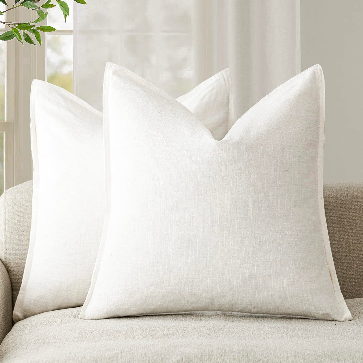 Foindtower flange pillow cover in cream adds soft texture to your sofa