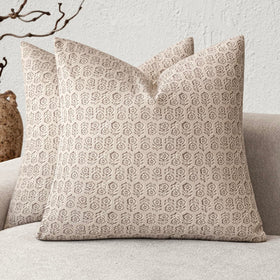 Foindtower floral-pattern pillow cover in ivory beige for elegant living room decor