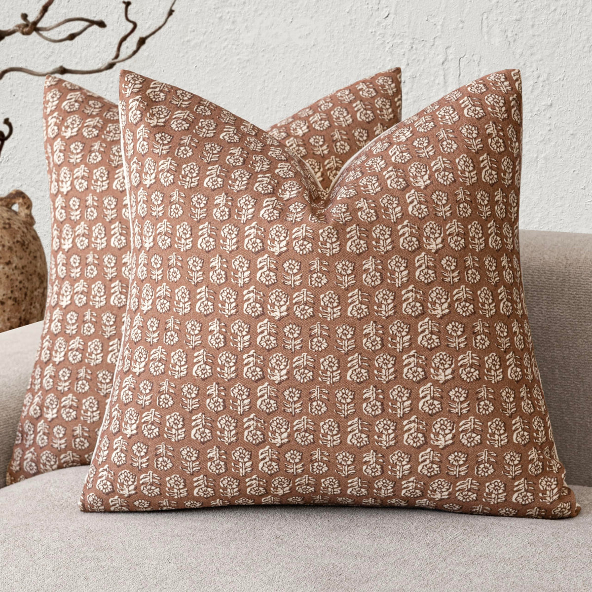 Foindtower floral pillow cover 20x20 adds subtle sofa charm.