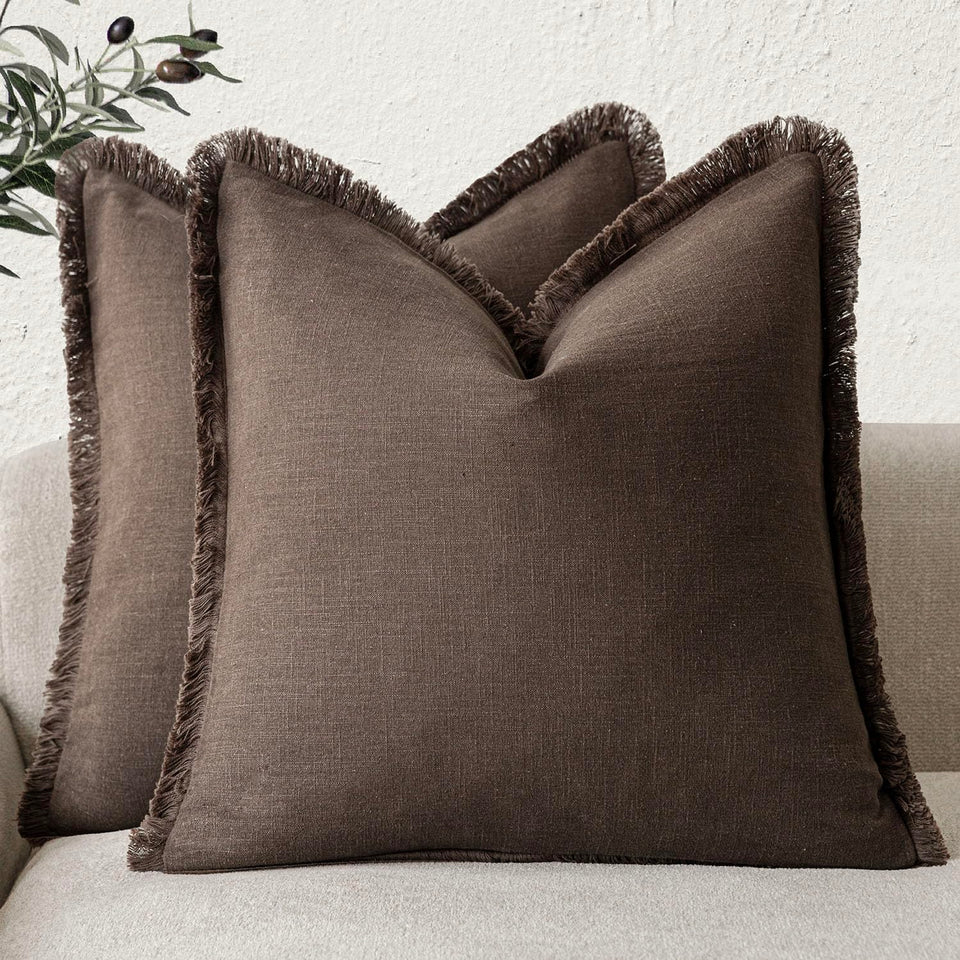 Foindtower fringe pillow cover 22x22 with tassels for boho decor