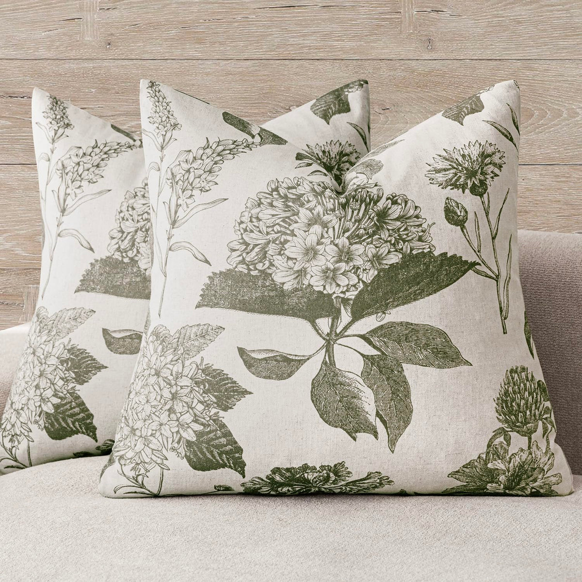 Foindtower linen floral pillow cover with double-sided print for versatile living room decor.