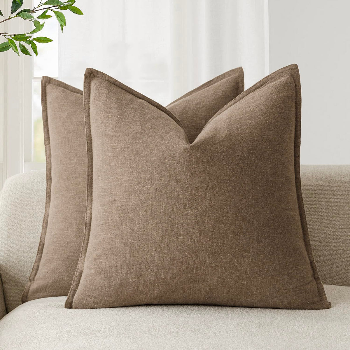 Foindtower linen pillow cover with flange edges adding durable style.