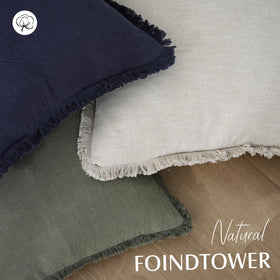 Foindtower living room setup with two beige covers enhancing couch decor.