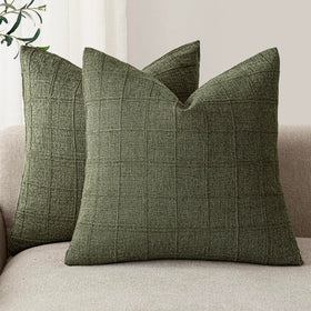 Foindtower olive green checker cushion cover for a fresh living room update