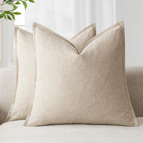 Foindtower pack of 2 linen pillow covers in natural beige for versatile decor