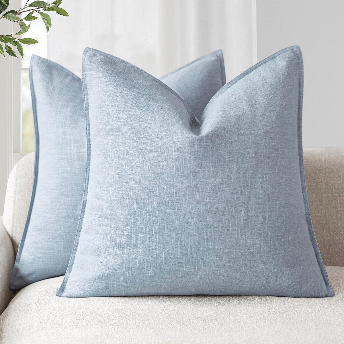 Foindtower pillow cover with flange edges enhances sofa style and durability.