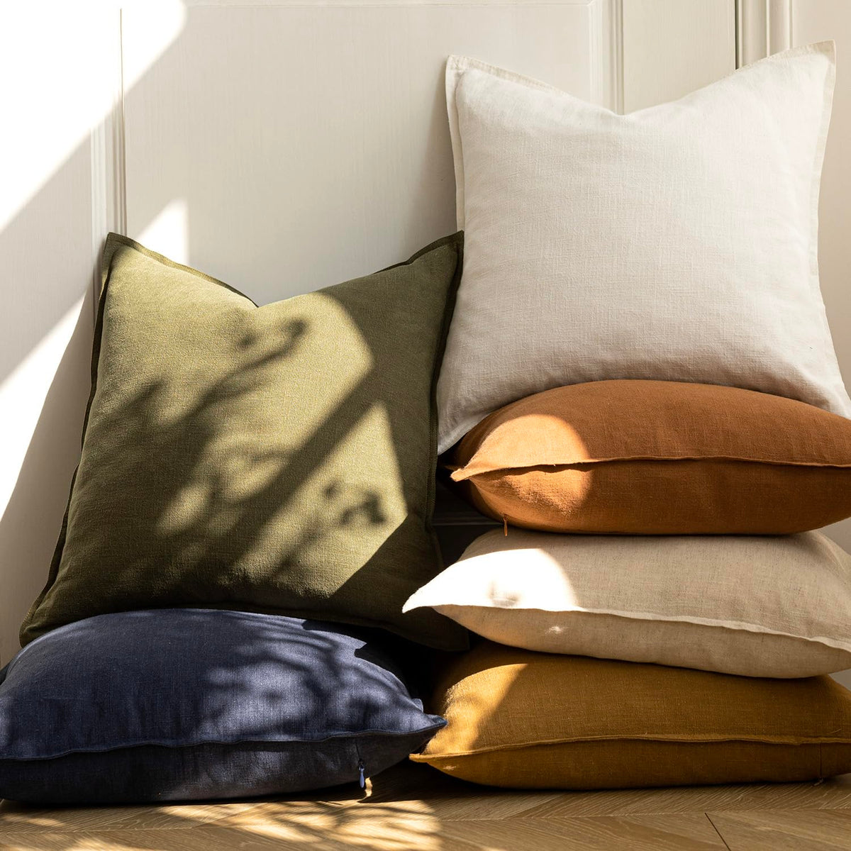 Foindtower set of two pillow covers offers easy styling.
