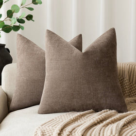Foindtower soft chenille pillow cover 22x22 taupe adds cozy texture to any sofa.