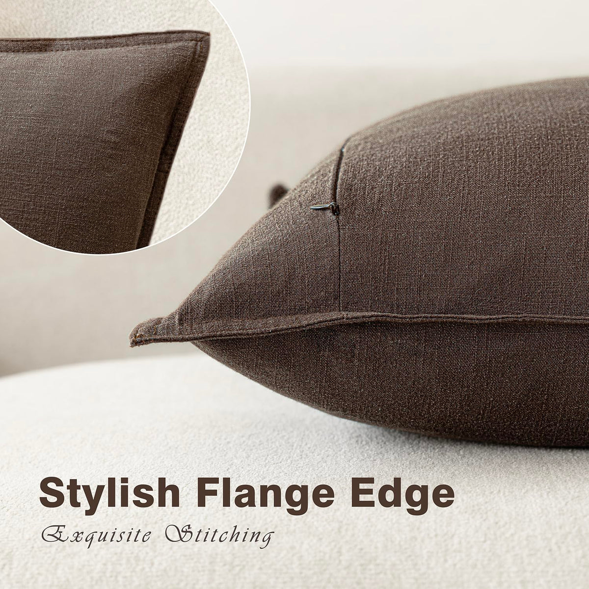 Foindtower solid neutral pillow cover adds versatile decor for living room or bedroom.