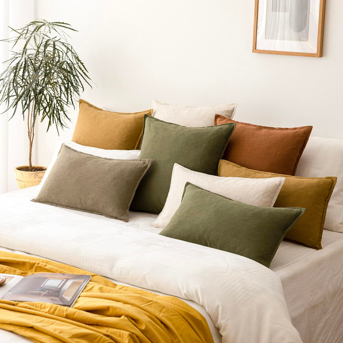 Foindtower square pillow cover fits sofa, bed, and chairs.
