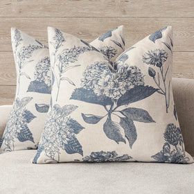 Foindtower vintage floral double-sided pillow cover in blue for versatile décor