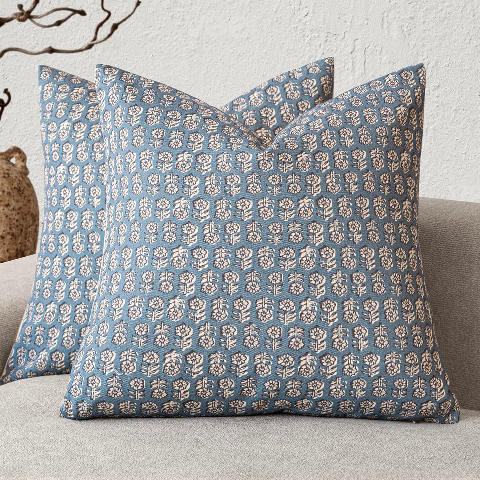 Foindtower vintage floral pillow cover on sofa adds timeless charm.