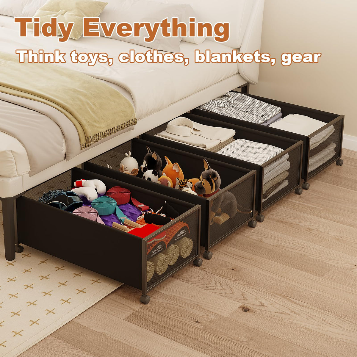 Fokyfok tall 12-inch bin with fabric cover for dust-free storage.