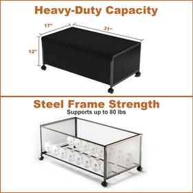 Fokyfok tall under-bed storage with 12-inch height and sturdy metal frame.