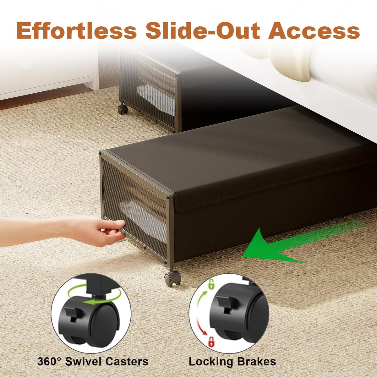Fokyfok rolling under-bed drawers slide smoothly under furniture