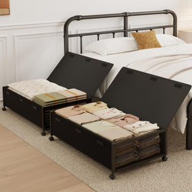 Fokyfok under-bed storage with rolling wheels allows easy access to clothing
