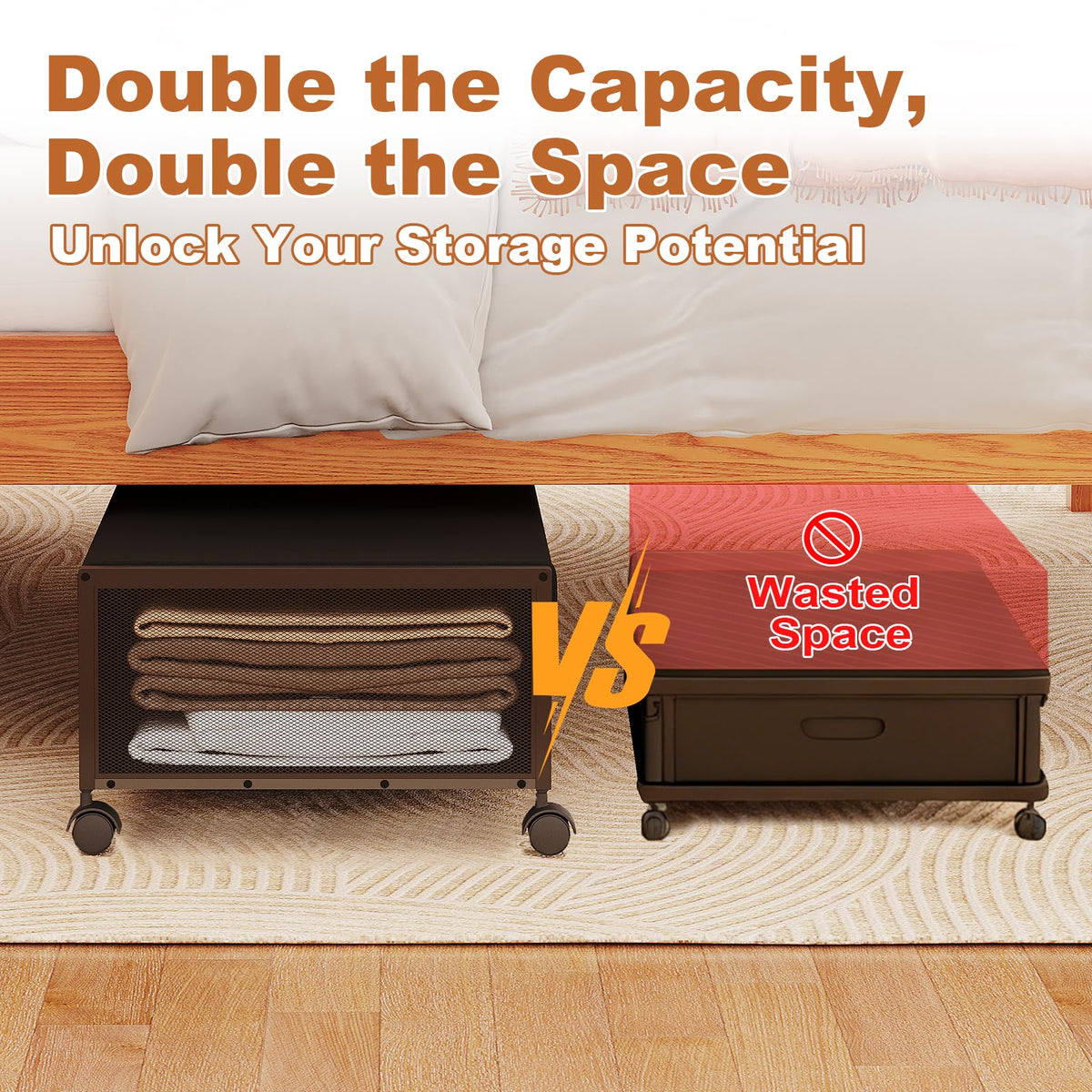 Fokyfok under-bed storage with lid shields shoes from dust