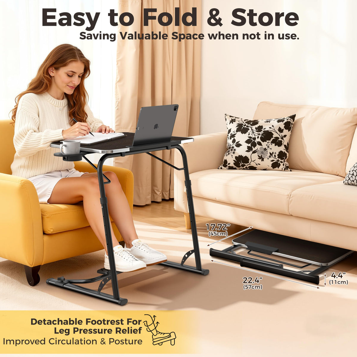 FoldWise edge stopper prevents items from sliding during meals