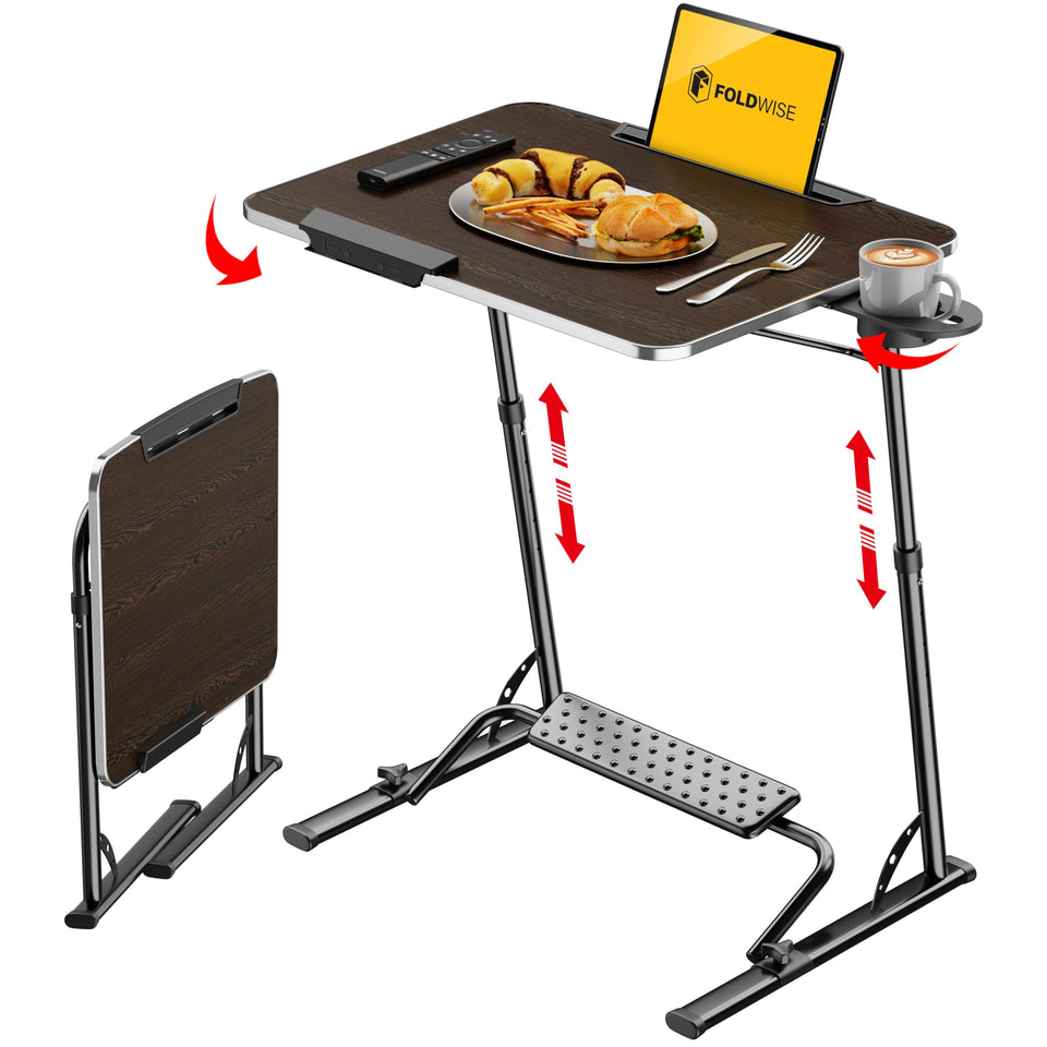 FoldWise Upgraded folding TV tray table fully open for comfortable dining and work