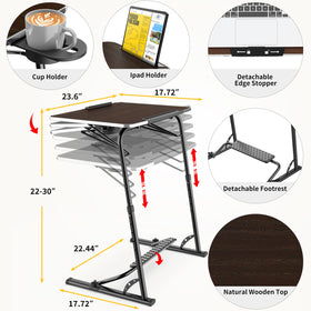 FoldWise height adjustable tray table on couch supports laptop use