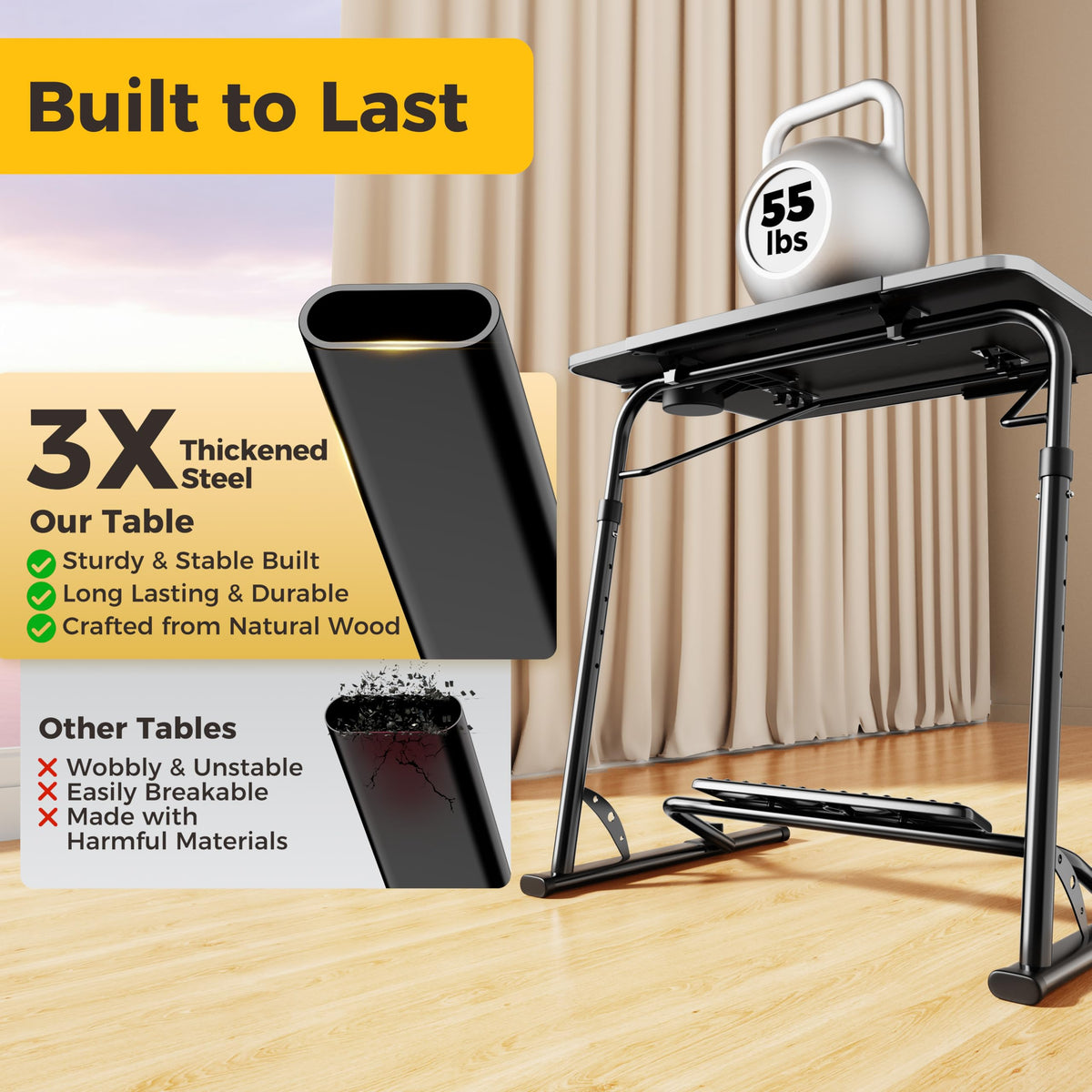 FoldWise smooth surface resists scratches for daily dining and laptop use
