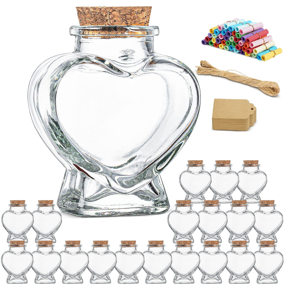 Folinstall Honeymoon Sand Keepsake Jar heart-shaped bottle with cork lid for wedding memories.
