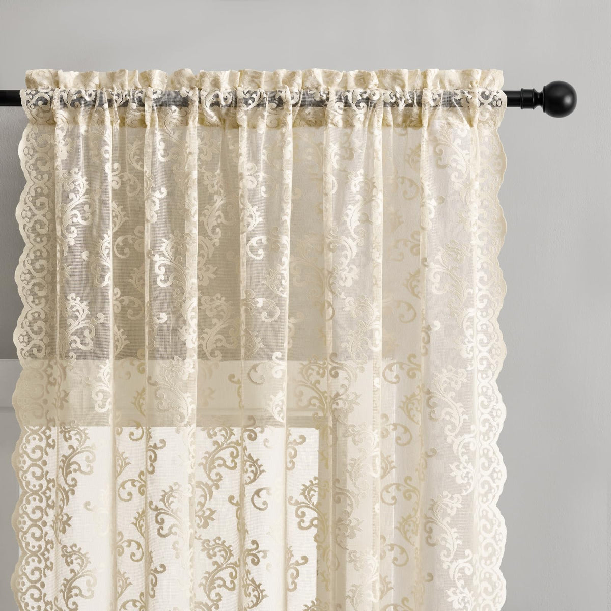 Folkside 84 inch curtain panel showing full length and graceful drape.