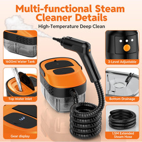 Fololicx steam cleaner with 17-piece attachments kit for various surfaces