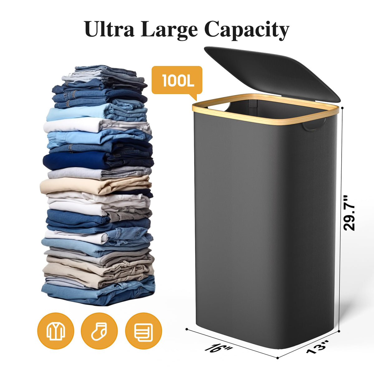 Foluck removable inner bag with steel rings for easy insertion and unloading.