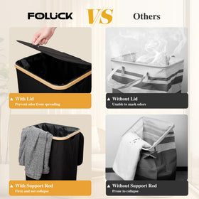 Foluck bamboo handles with smooth carbonized finish for comfortable lifting.