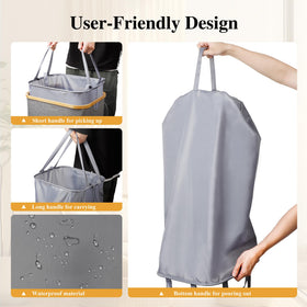 Foluck collapsible tall hamper standing upright in a closet or laundry room.