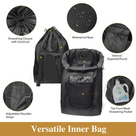 Foluck foot strap eases inner bag removal.