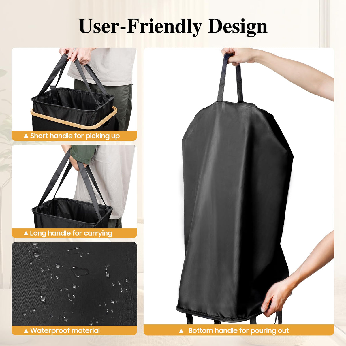 Foluck freestanding collapsible design stays upright when filled.