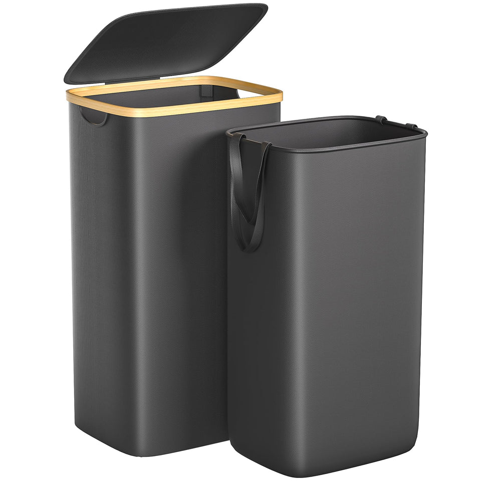 Foluck large laundry hamper with lid and bamboo handles keeps laundry protected and organized.