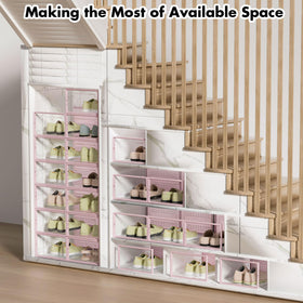 Foluck pink edition shoe boxes add style to closet organization and daily routines.
