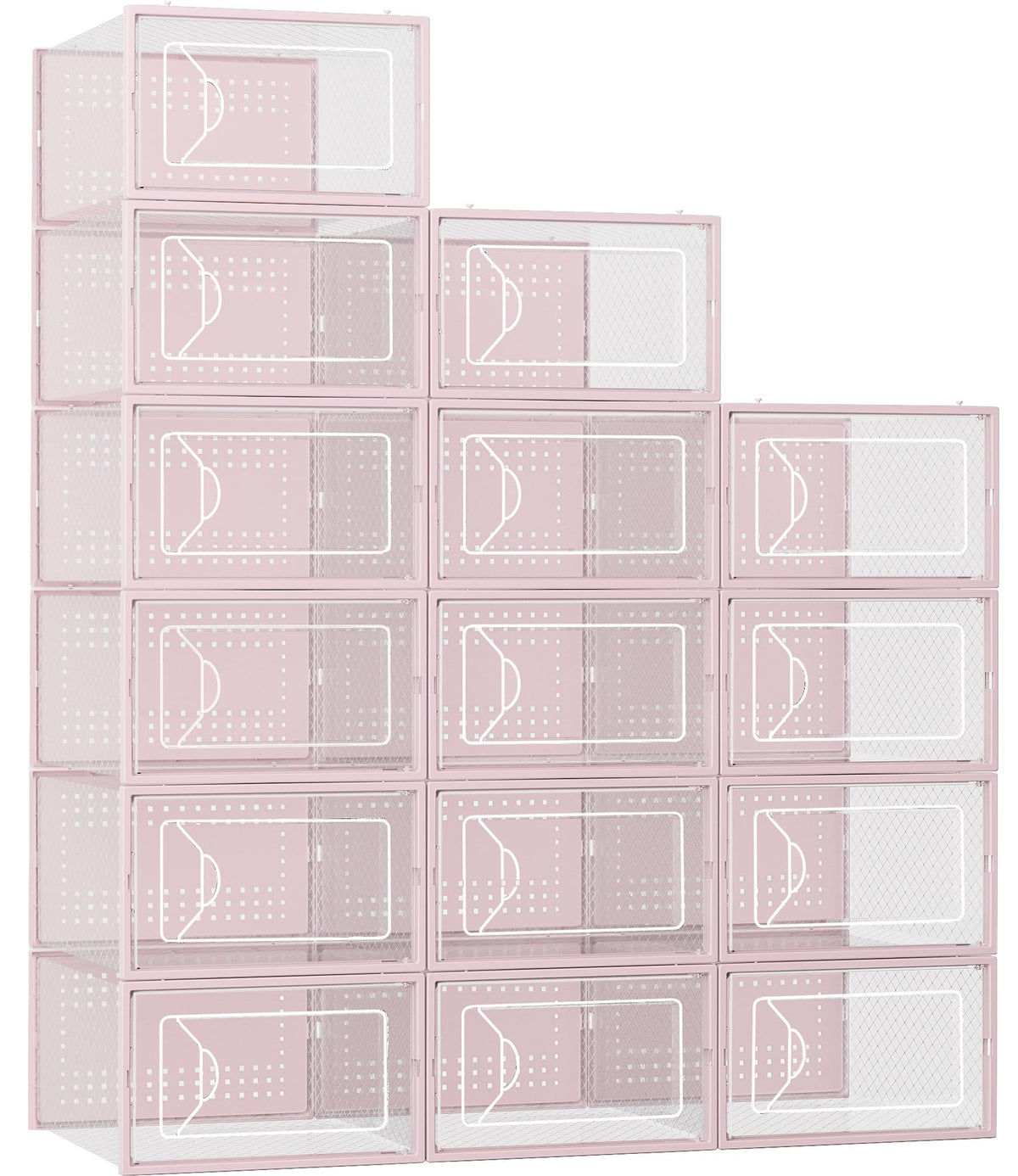 Foluck interlocking design shoe boxes for stable closet storage and adjustable layouts.