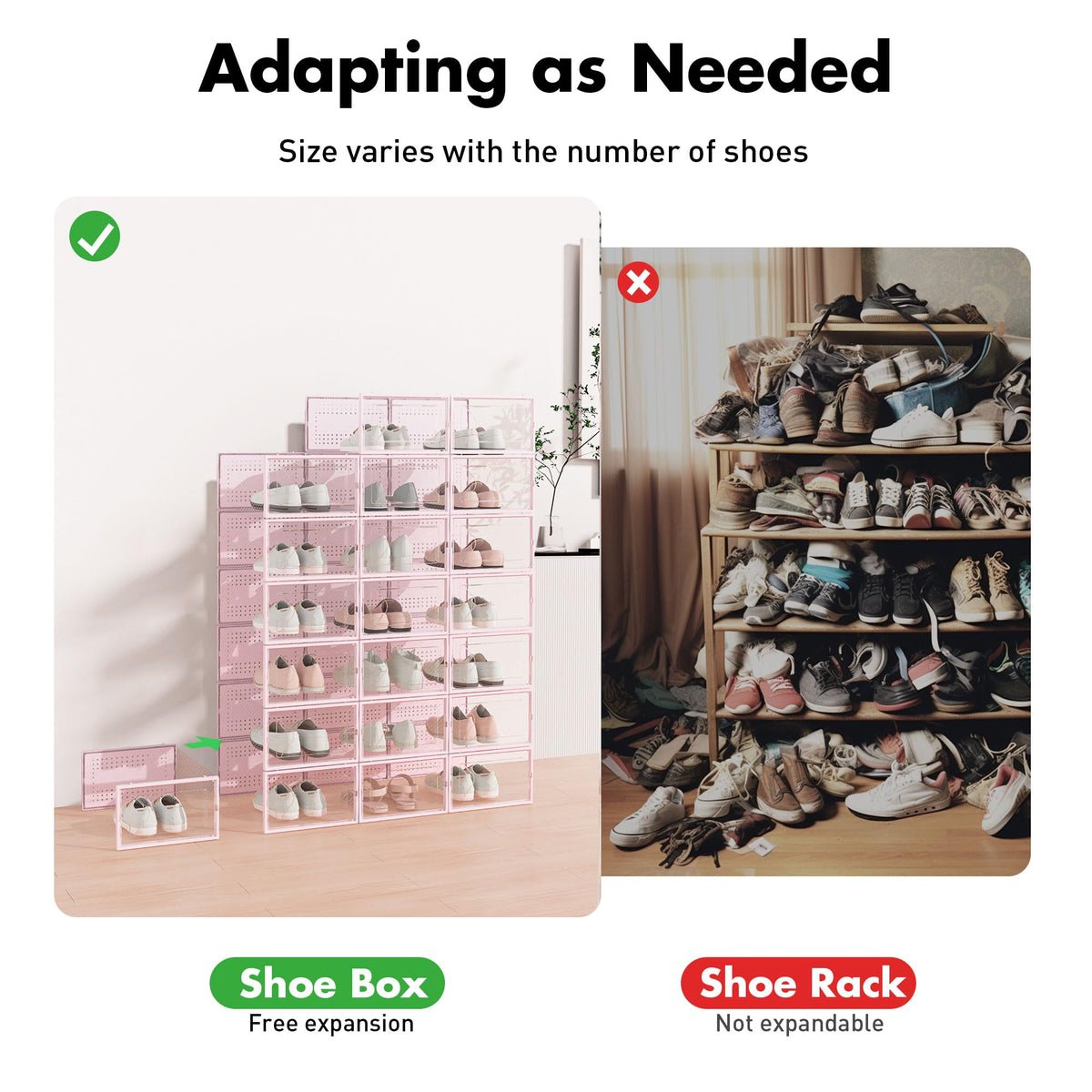Foluck transparent front door helps identify shoes at a glance and save time.