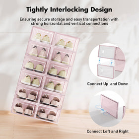 Foluck vertical and horizontal stacking using interlocks for flexible closet organization.