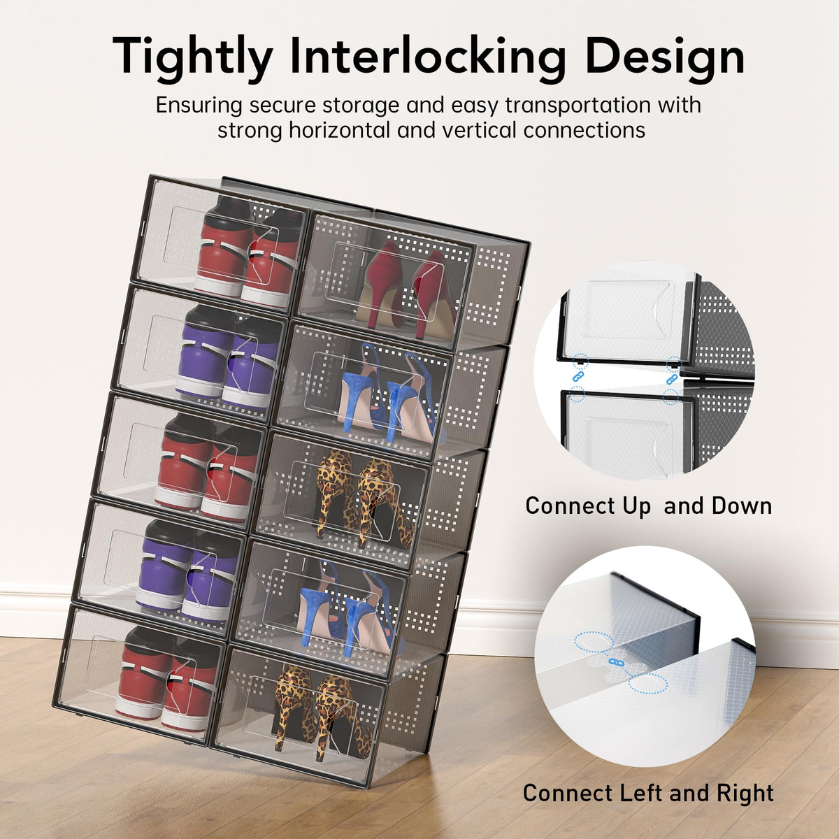 Front-door view shows accessible storage for footwear.