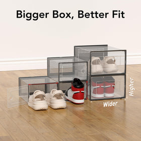 Stacked Foluck boxes organize closet space efficiently.