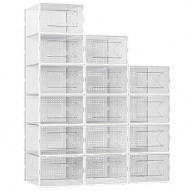 Foluck X-Large shoe storage box front view, clear design for quick shoe identification.