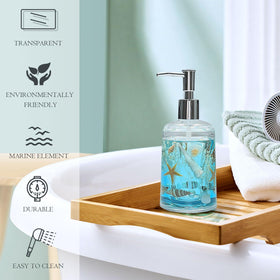Side view of FONMY seashell blue dispenser showing compact footprint