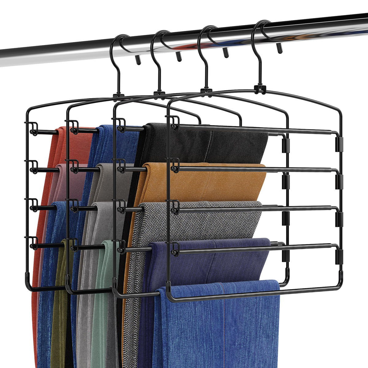 Fontaines Luxury 5 Tier Hangers ultra-slim design for space-saving closet organization.