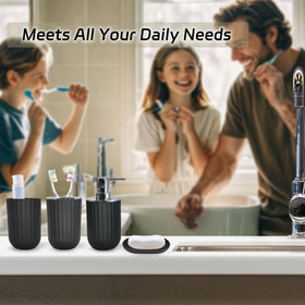 FooGuila soap dish included in the black bathroom set