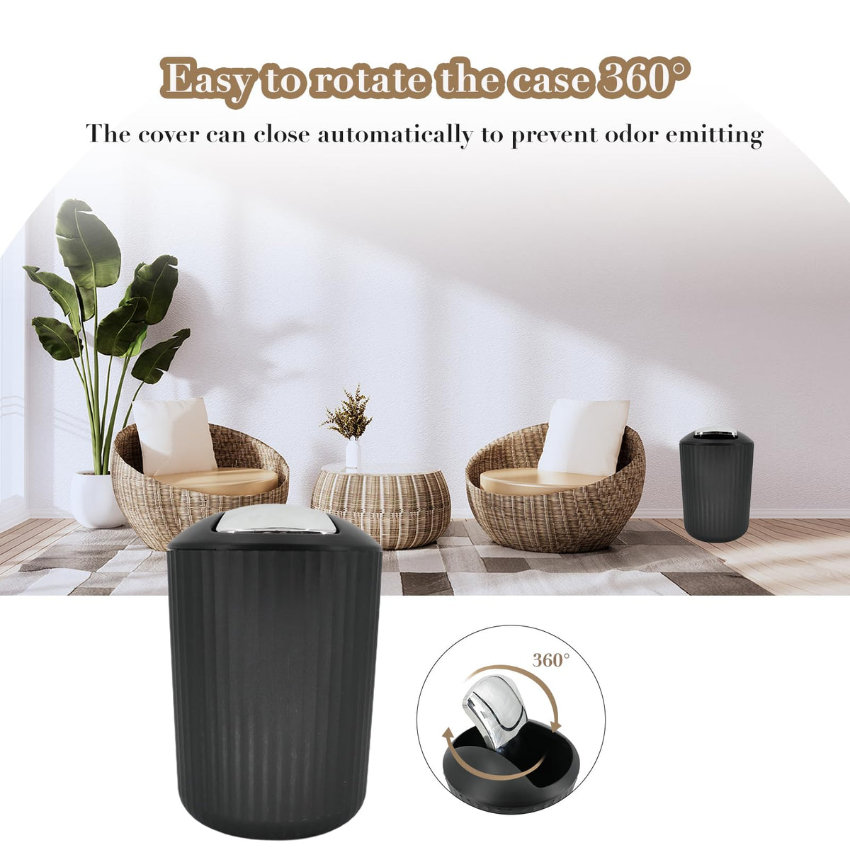 FooGuila tumbler shown with other black bathroom accessories