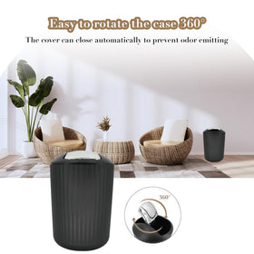 FooGuila tumbler shown with other black bathroom accessories