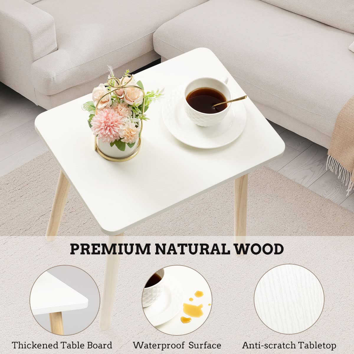 FORAOFUR small side table wooden legs beside a sofa for cozy seating