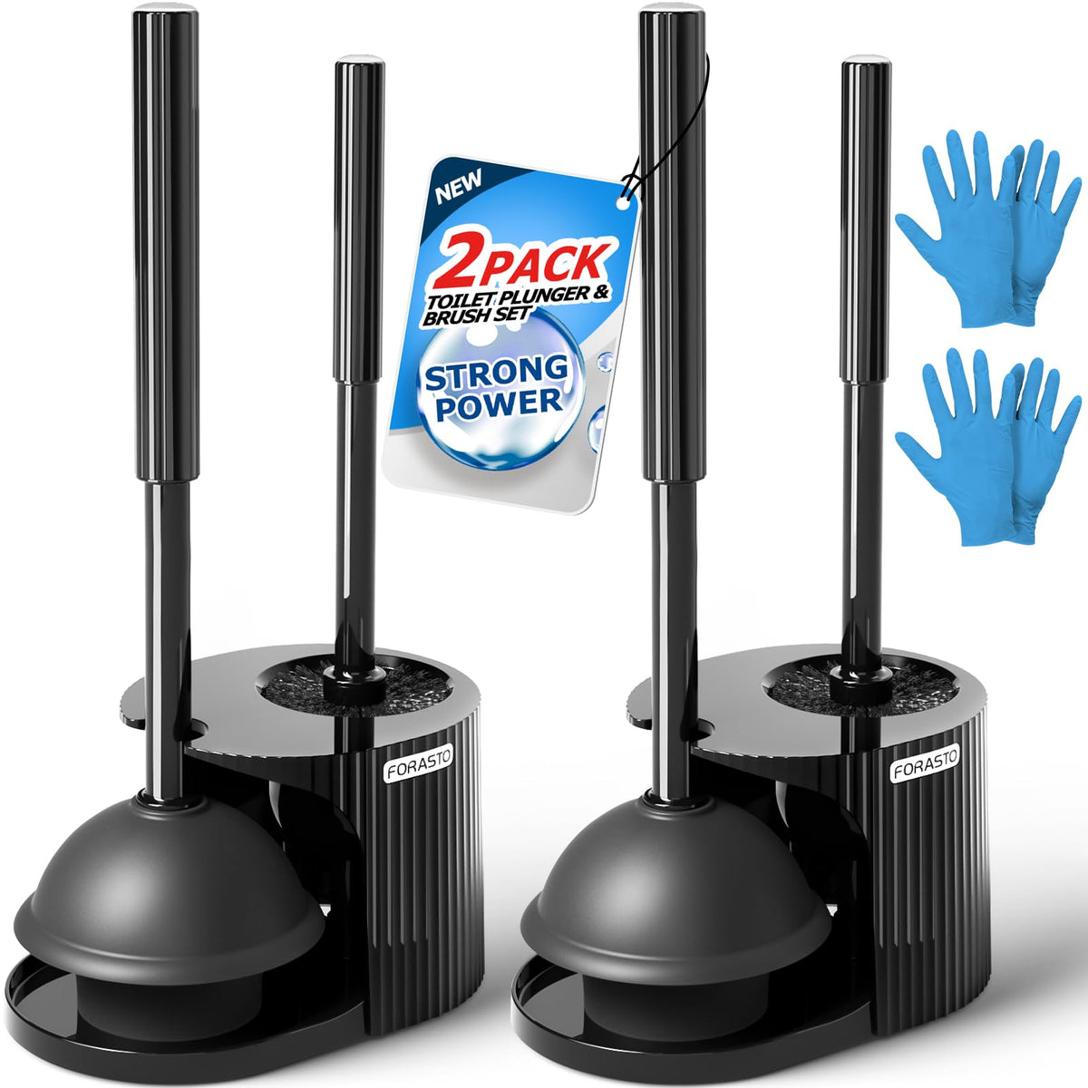 FORASTO 2in1 toilet brush and plunger set handy for quick bathroom cleanup.