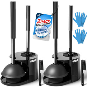 FORASTO 2Pack toilet brush and plunger set with extended handle for easy cleaning